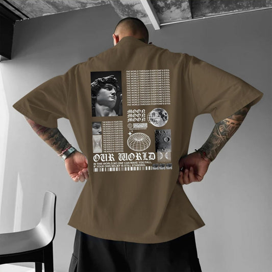 Kelxjia Men Oversized Graphic Tees Vintage Shirts Baggy Y2k Cotton T Shirts Harajuku Streetwear Summer Casual 90s Top Tshirt