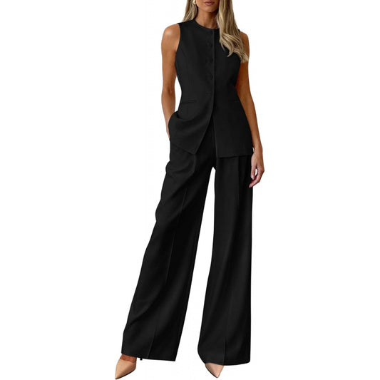 PRETTYGARDEN Women's 2 Piece Sets Summer 2026 Work Clothes Sleeveless Blazer Vest Pants Suits Spring Business Casual Outfits
