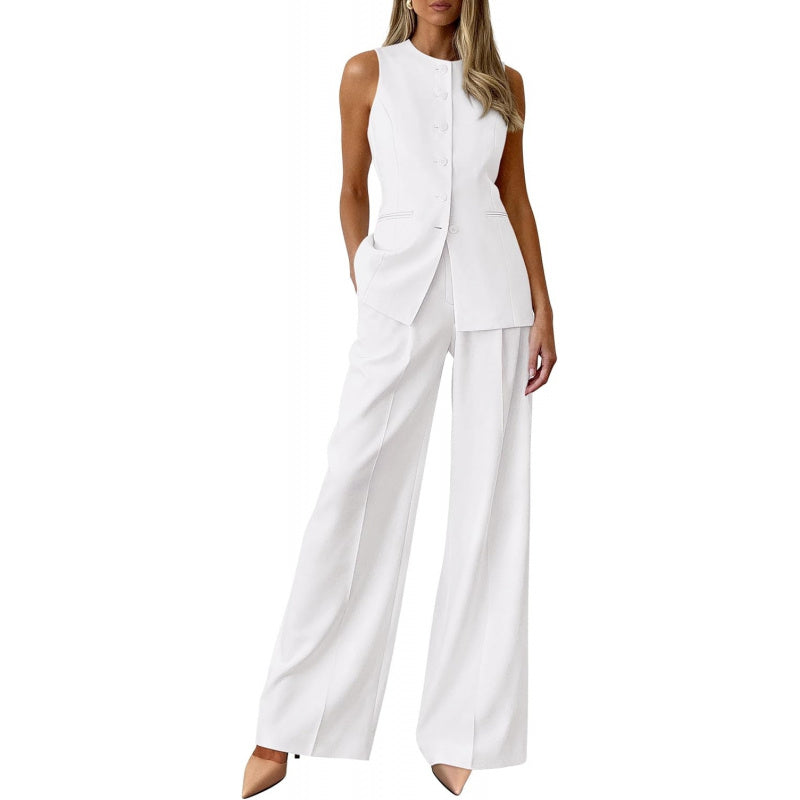 PRETTYGARDEN Women's 2 Piece Sets Summer 2026 Work Clothes Sleeveless Blazer Vest Pants Suits Spring Business Casual Outfits