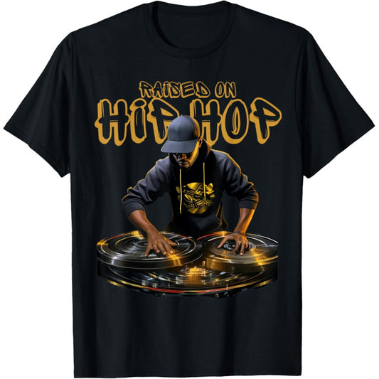 Hip Hop Legends Unisex Adults Black Crew Neck Long Sleeve Classic Fit T-Shirt - Hip Hop DJ 50th Anniversary Graphic