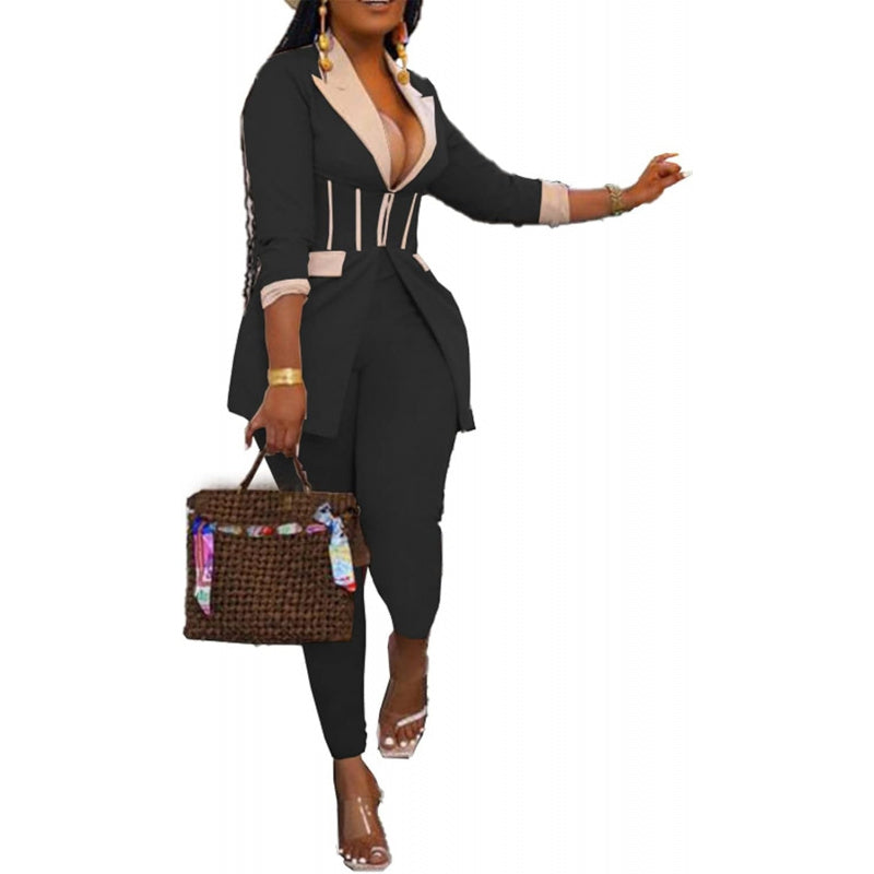 Recious Womens Sexy 2 Pieces Denim Printed Zipper Jackets Bodycon Pants Party Clubwear Tracksuit Outfits Set