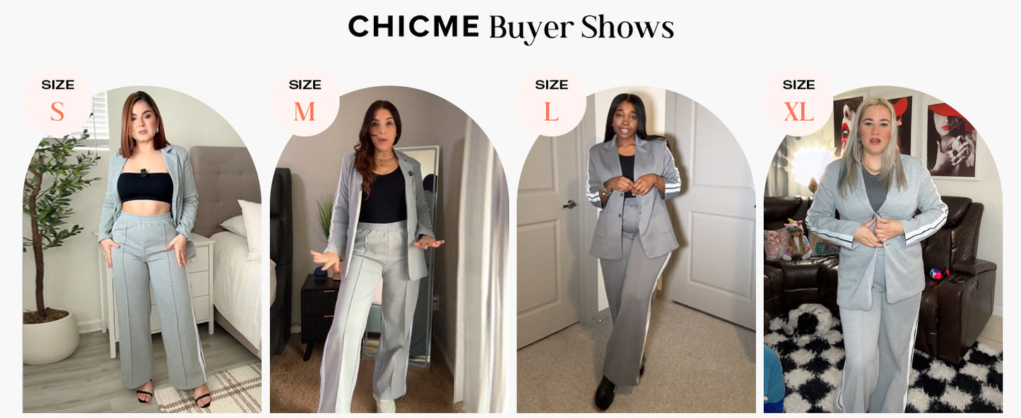 CHICME Womens Two Piece Outfits Striped Side Button Blazer and Pants with Pockets Sets Business Casual Pant Suits Set