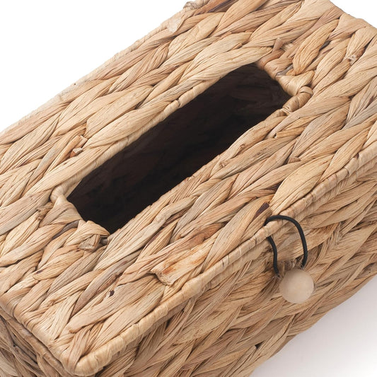 Tissue Box Cover Rectangular, Water Hyacinth Tissue Box Holder, Boho Decorative Woven Facial Tissue Holder for Bathroom, Kitchen, Living Room, Bedroom (Rectangular)