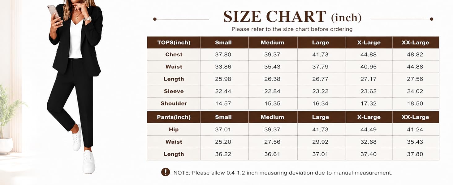 Kubsid Pant Suits for Women Dressy 2026 Business Blazer and Elastic High Waist Straight Leg Pants Work 2 Piece Outfits