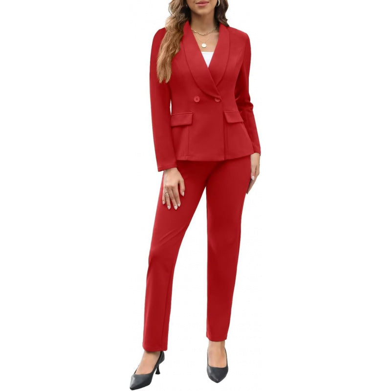 MorwenVeo Women's Fall Business Pant Suit Long Sleeve Formal 2 Piece Blazer Set Casual Office Work Outfits
