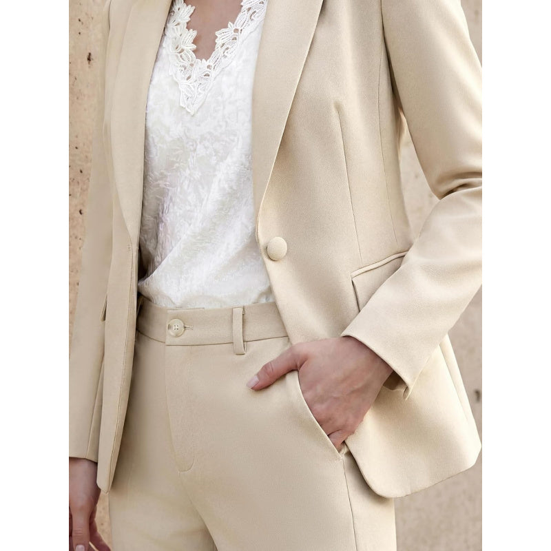 Women's 2 Piece Pants Suit - Wrinkle-Free Business Casual Blazer Set - Professional Work Office Outfit