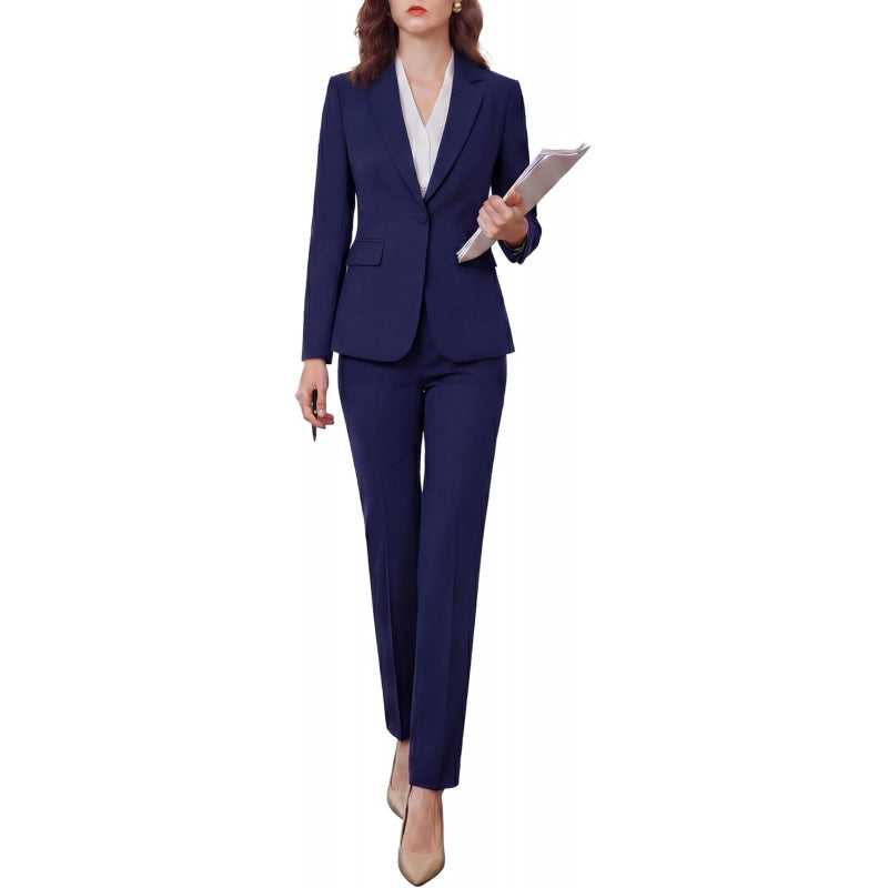 Women's 2 Piece Pants Suit - Wrinkle-Free Business Casual Blazer Set - Professional Work Office Outfit