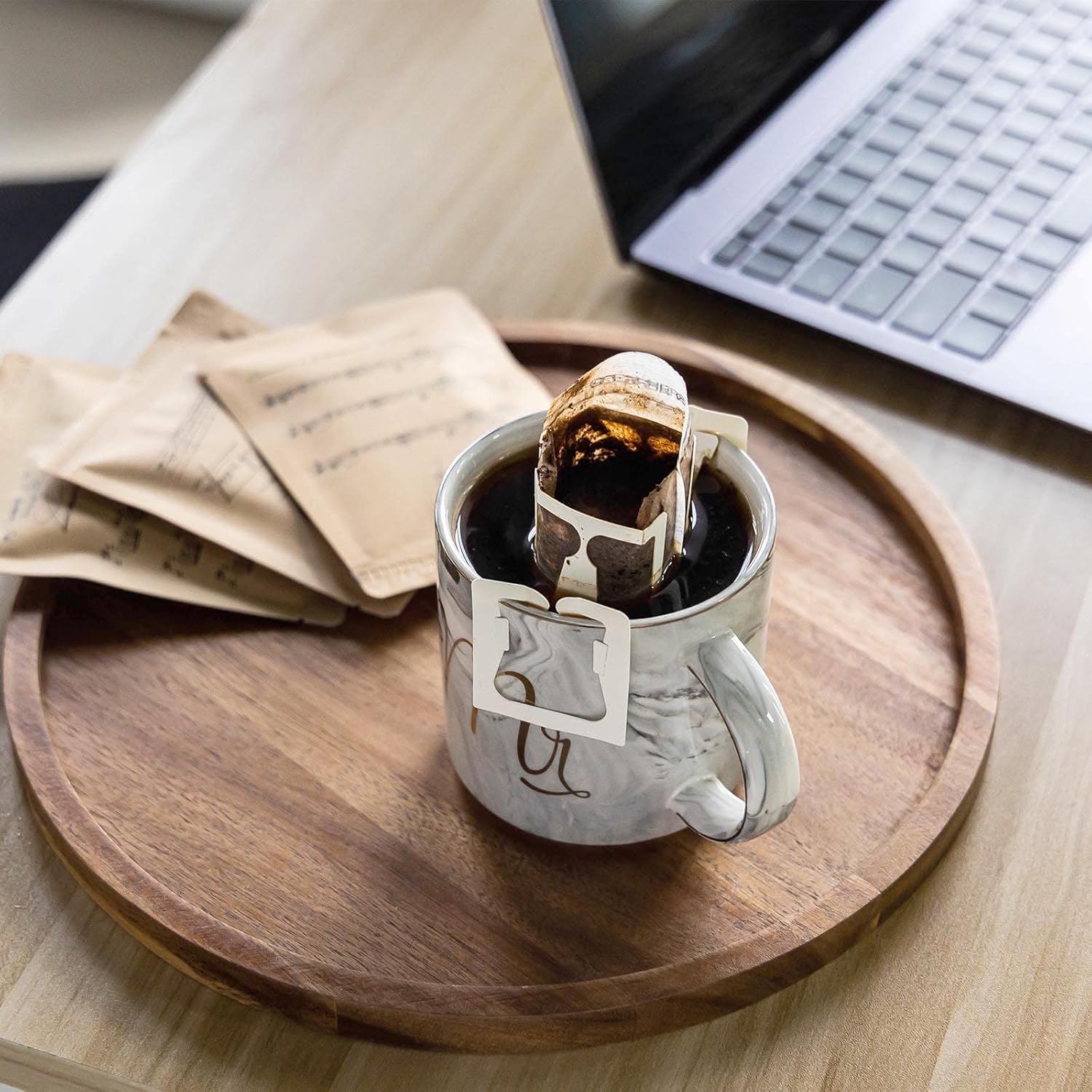 11.5 Inches Candle Holder Tray Home Decor, Round Wood Tray for Coffee Table, Small Wooden Serving Decorative Trays for Home