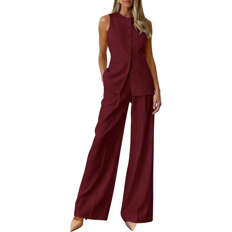 PRETTYGARDEN Women's 2 Piece Sets Summer 2026 Work Clothes Sleeveless Blazer Vest Pants Suits Spring Business Casual Outfits