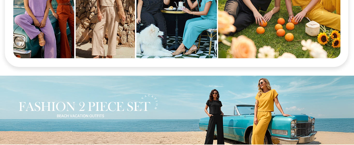 Lepunuo 2 Piece Sets for Women Summer Cap Sleeve Crop Top Wide Leg Pants Matching Lounge Set Vacation Beach Travel Outfits