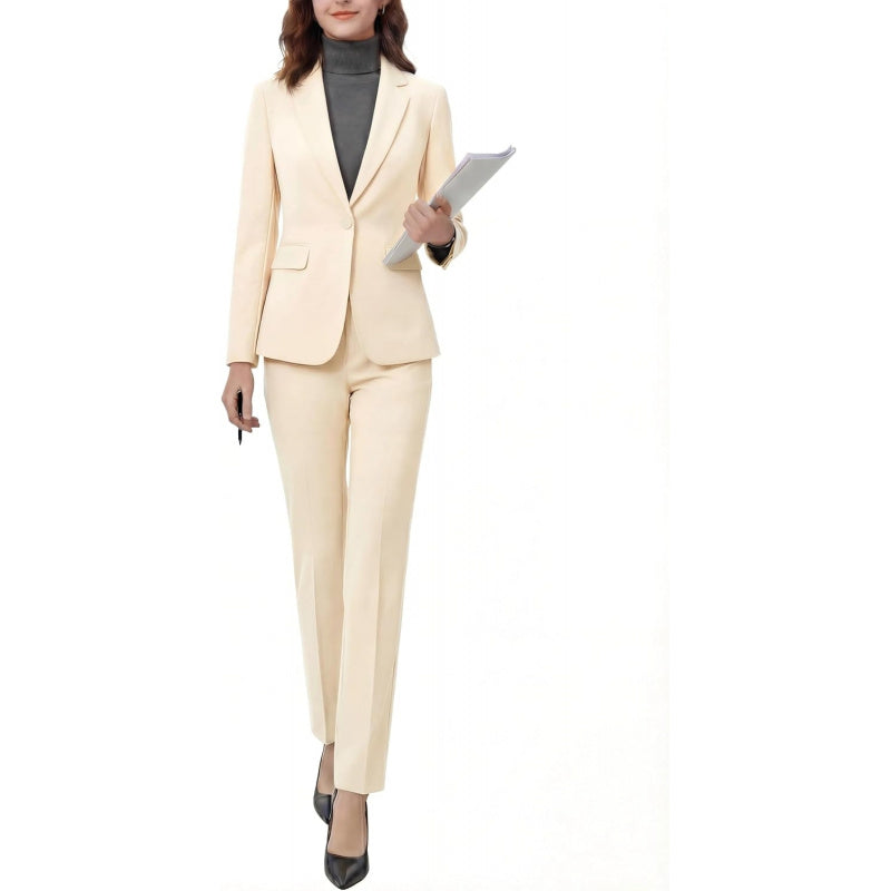 Women's 2 Piece Pants Suit - Wrinkle-Free Business Casual Blazer Set - Professional Work Office Outfit