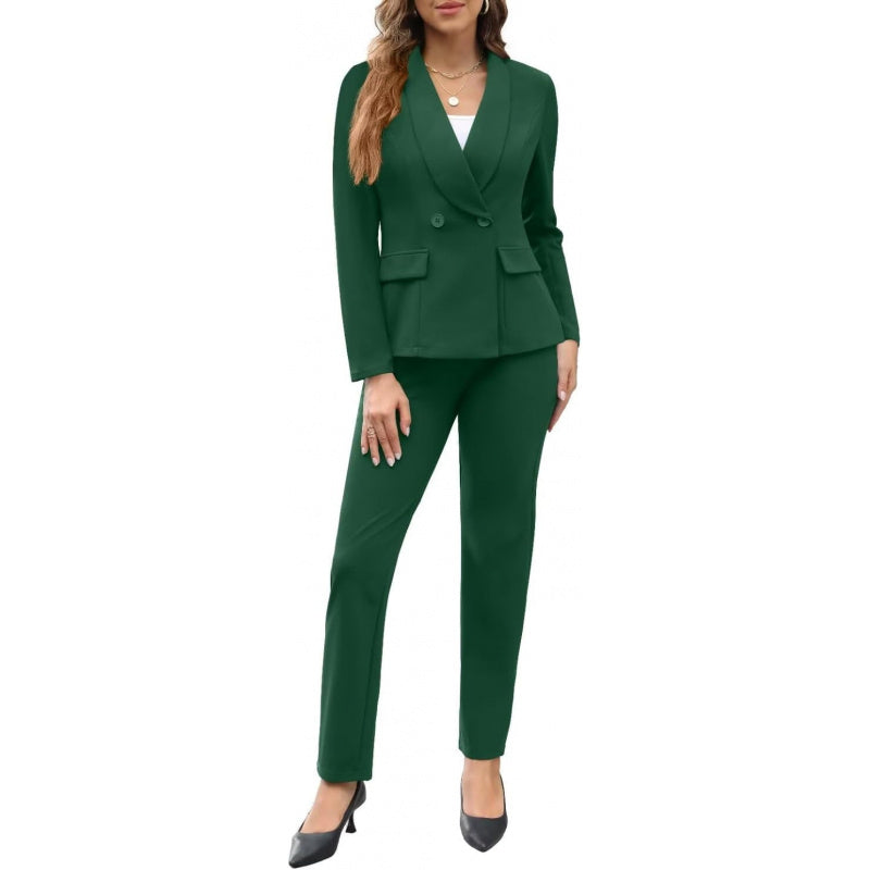 MorwenVeo Women's Fall Business Pant Suit Long Sleeve Formal 2 Piece Blazer Set Casual Office Work Outfits