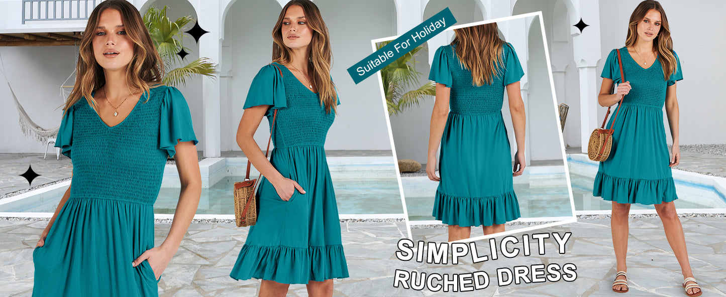 ANRABESS Women's Summer Casual Sleeveless Square Neck Dress 2026 Smocked Ruffle Backless Boho Beach Cute Teen Short Sundress