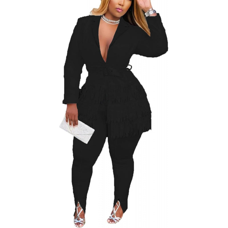 Recious Womens Sexy 2 Pieces Denim Printed Zipper Jackets Bodycon Pants Party Clubwear Tracksuit Outfits Set