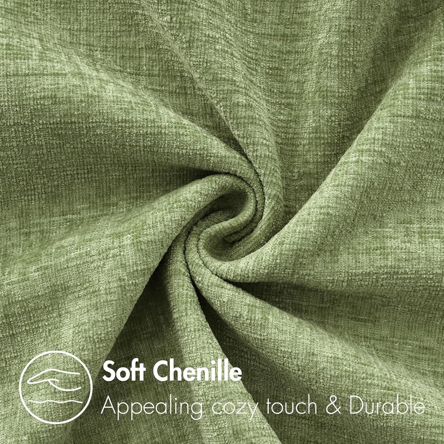 MIULEE Pack of 2 Couch Throw Pillow Covers 18x18 Inch Spring Soft Sage Green Chenille Pillow Covers for Sofa Living Room Solid Dyed Pillow Cases