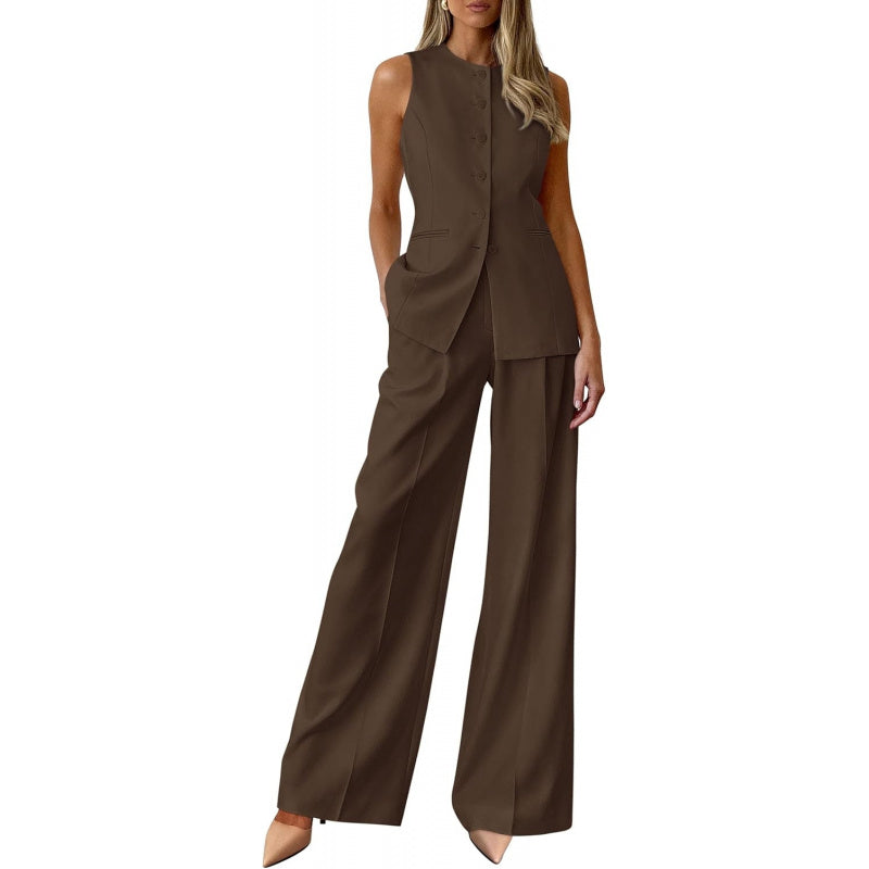 PRETTYGARDEN Women's 2 Piece Sets Summer 2026 Work Clothes Sleeveless Blazer Vest Pants Suits Spring Business Casual Outfits