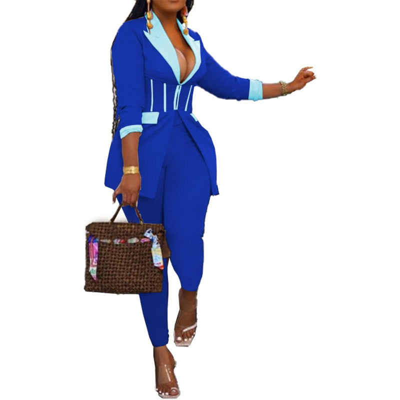 Recious Womens Sexy 2 Pieces Denim Printed Zipper Jackets Bodycon Pants Party Clubwear Tracksuit Outfits Set