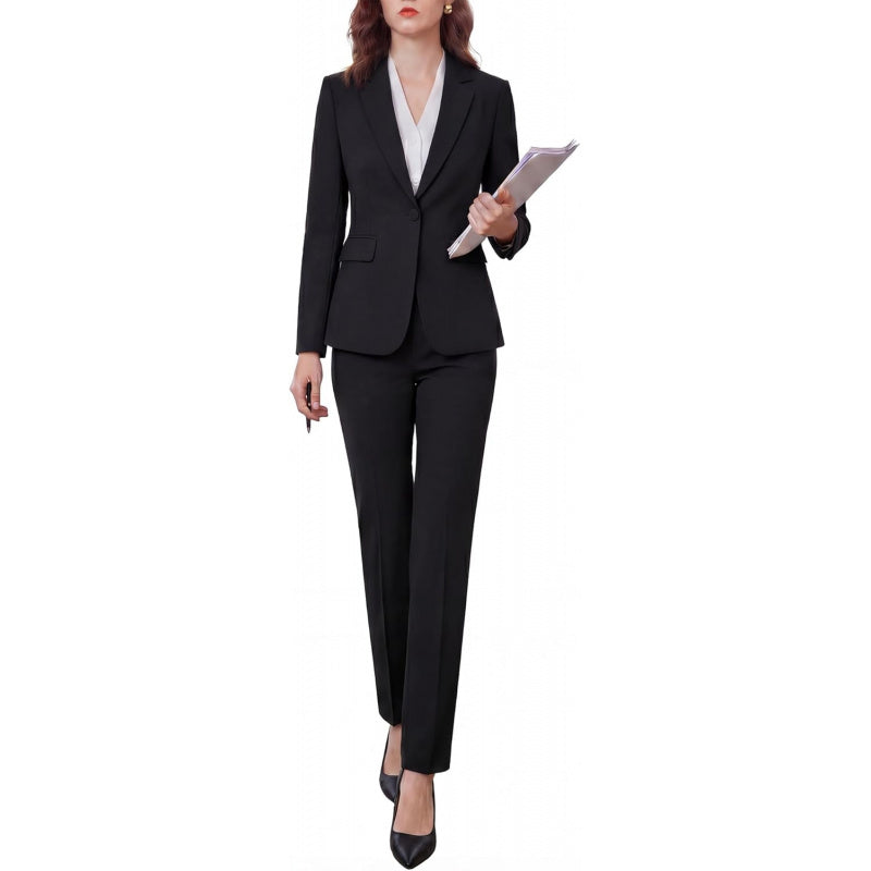 Women's 2 Piece Pants Suit - Wrinkle-Free Business Casual Blazer Set - Professional Work Office Outfit