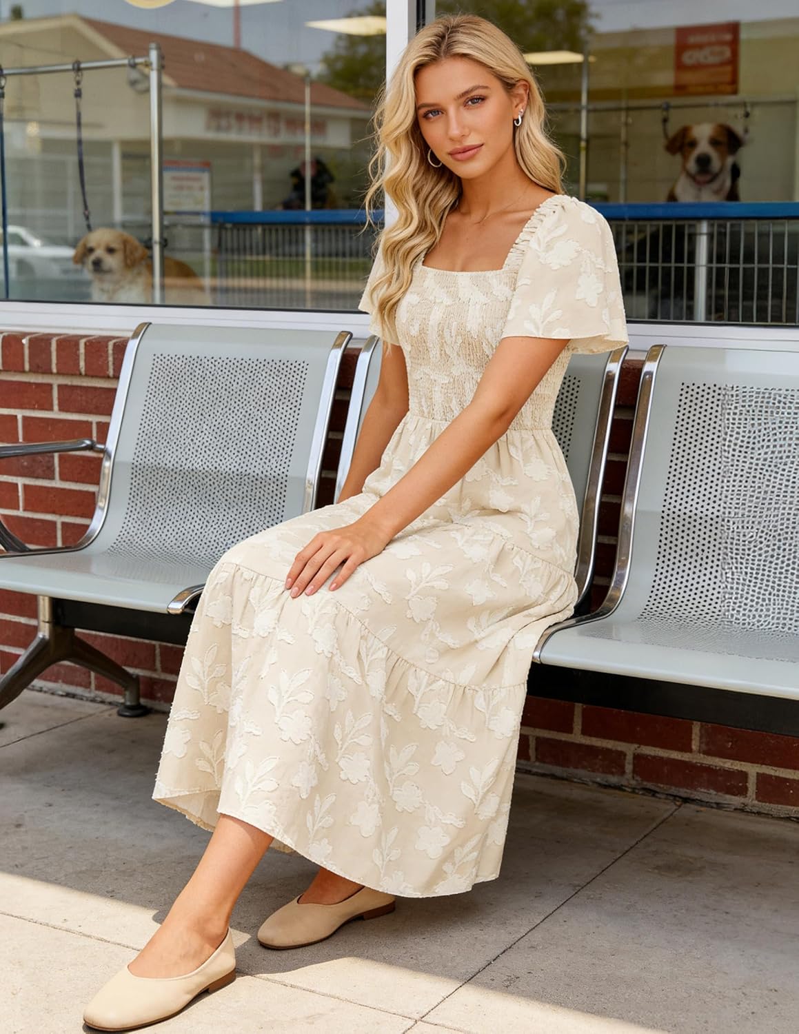 ZESICA Womens Summer Boho Floral Midi Dress 2026 Casual Flowy Beach Vacation Wedding Guest Graduation Long Dresses
