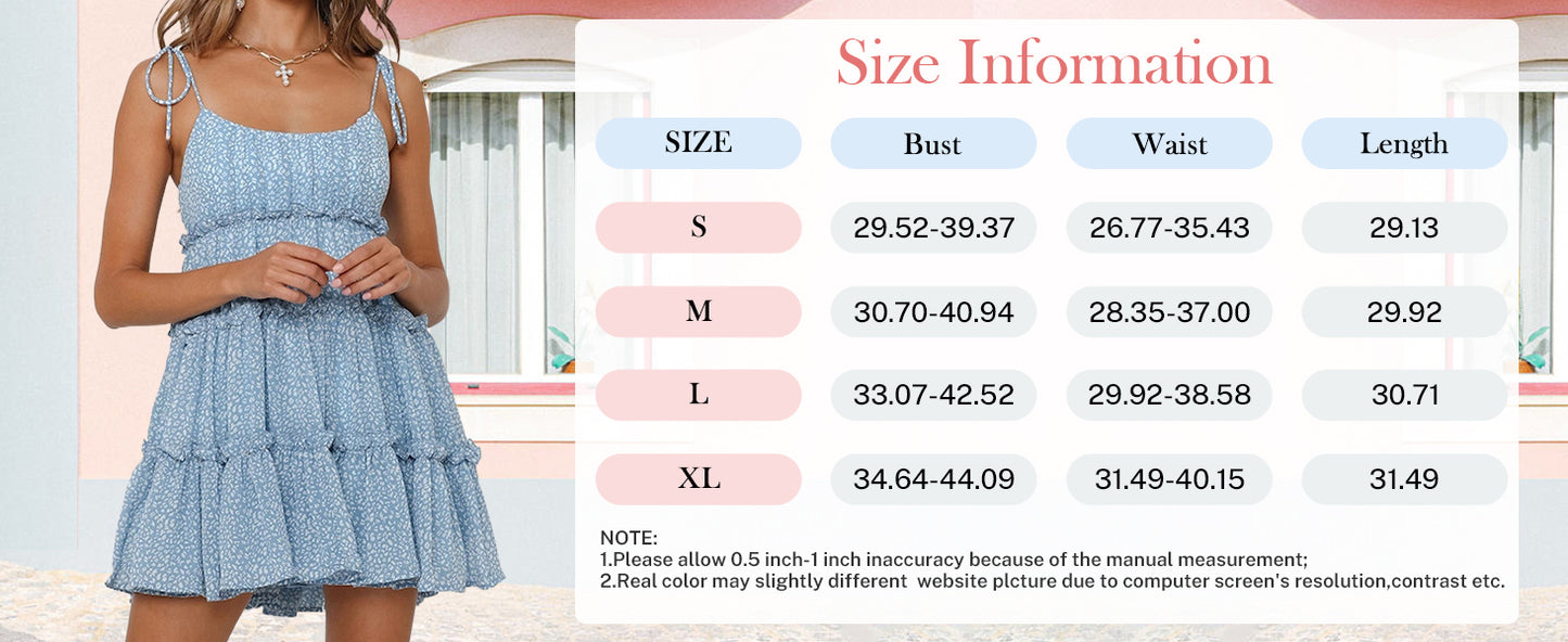 Mansy Womens 2026 Summer Floral Mini Dress Boho Flowy Skater Dresses Short Sleeveless Ruffle Spaghetti Strap Dress