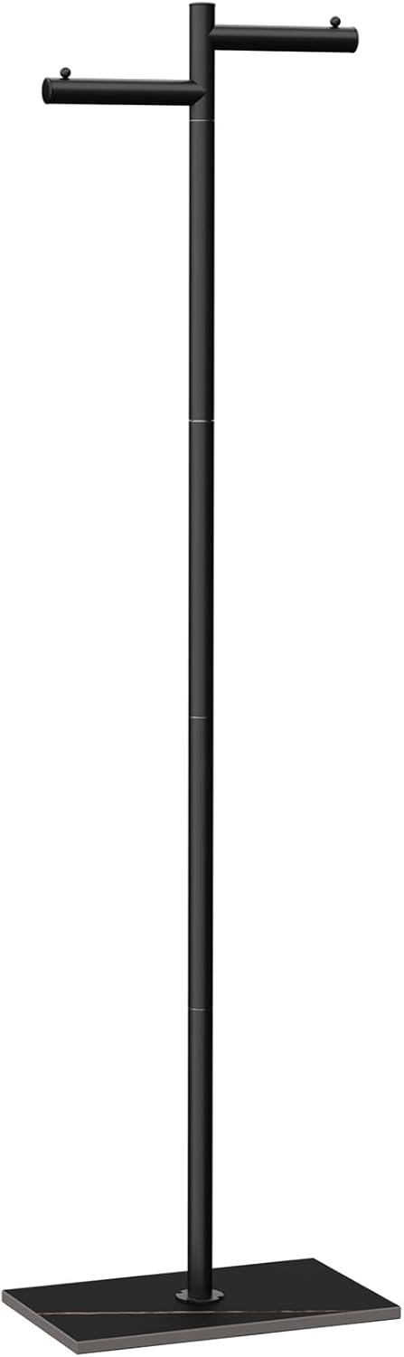 Garment Rack, Freestanding Metal Coat Racks, Z-shaped Coat Tree with Natural Rock Base, for Bedroom, Office, Hallway, Entryway, Living Room, 175cm, Black