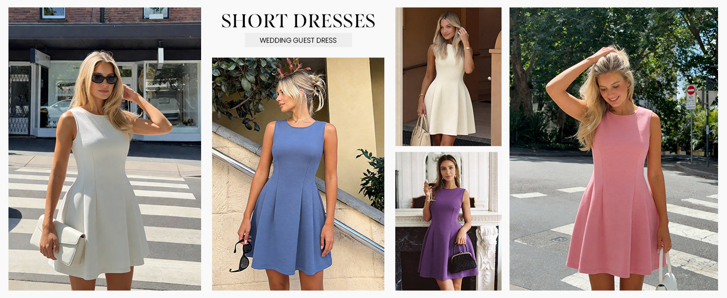 PRETTYGARDEN Summer Dresses for Women 2026 Elegant Classy Spring A Line Business Casual Work Graduation Cocktail Short Dress