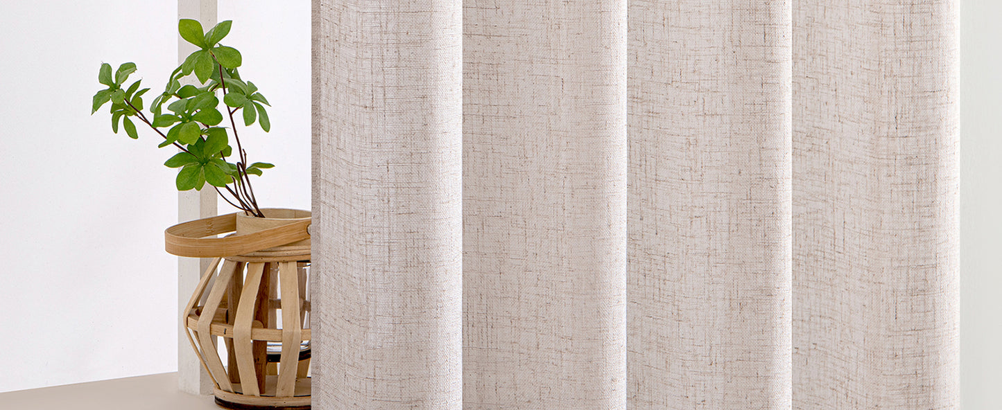 Natural White Linen Curtains 84 Inch Long for Bedroom Living Room, Soft Thick Linen Textured Window Drapes Semi Sheer Light Filtering Rod Pocket Back Tab Neutral Farmhouse Cream Ivory 2 Panels