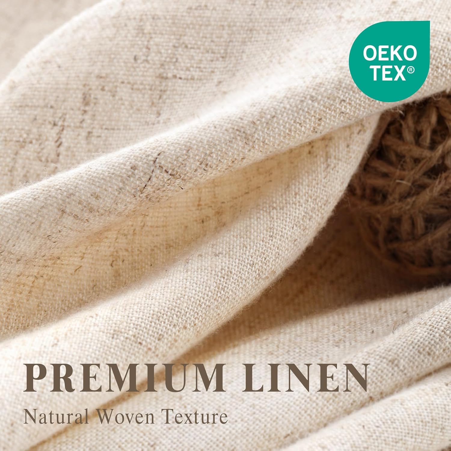 Shower Curtain Beige, Fabric Boho Farmhouse Shower Curtains for Bathroom Cream Cotton Natural Cloth Liner Set 72" W x 72" L