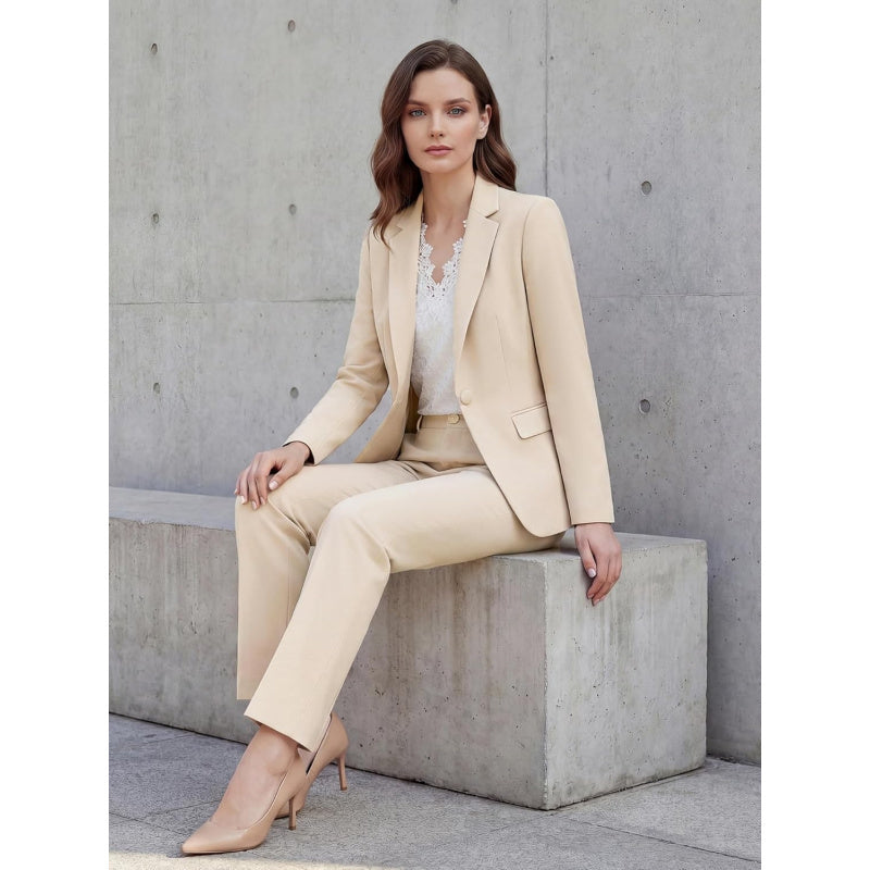 Women's 2 Piece Pants Suit - Wrinkle-Free Business Casual Blazer Set - Professional Work Office Outfit