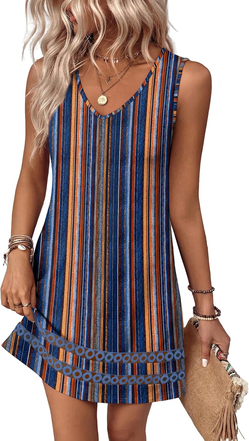 Summer Dresses for Women 2026 V Neck Sleeveless Lace Boho Dress Elegant Classy Spring Beach Vacation Outfits