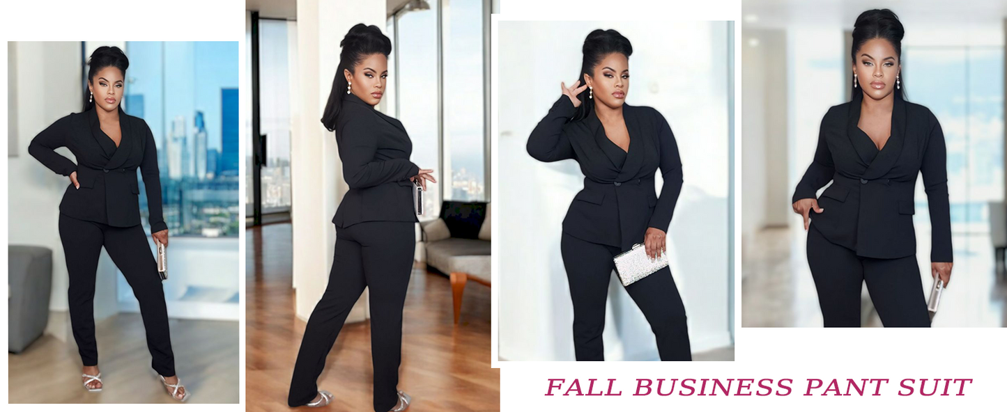 MorwenVeo Women's Fall Business Pant Suit Long Sleeve Formal 2 Piece Blazer Set Casual Office Work Outfits
