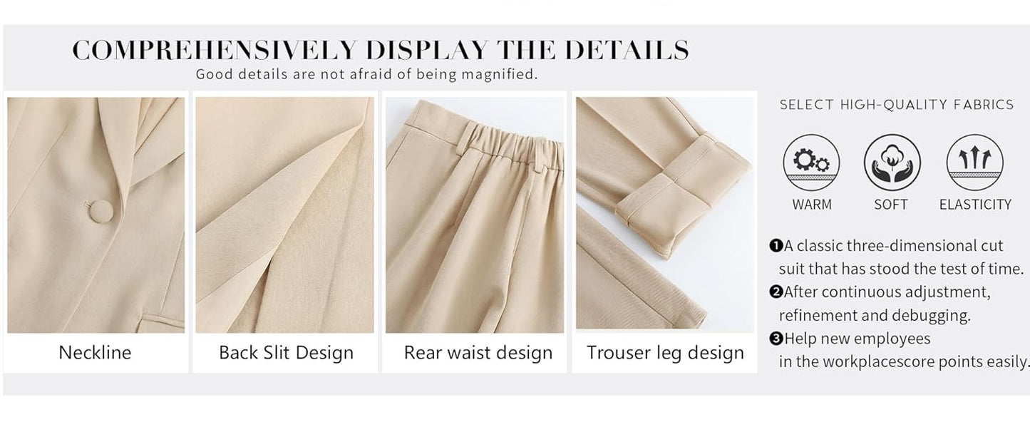 Women's 2 Piece Pants Suit - Wrinkle-Free Business Casual Blazer Set - Professional Work Office Outfit