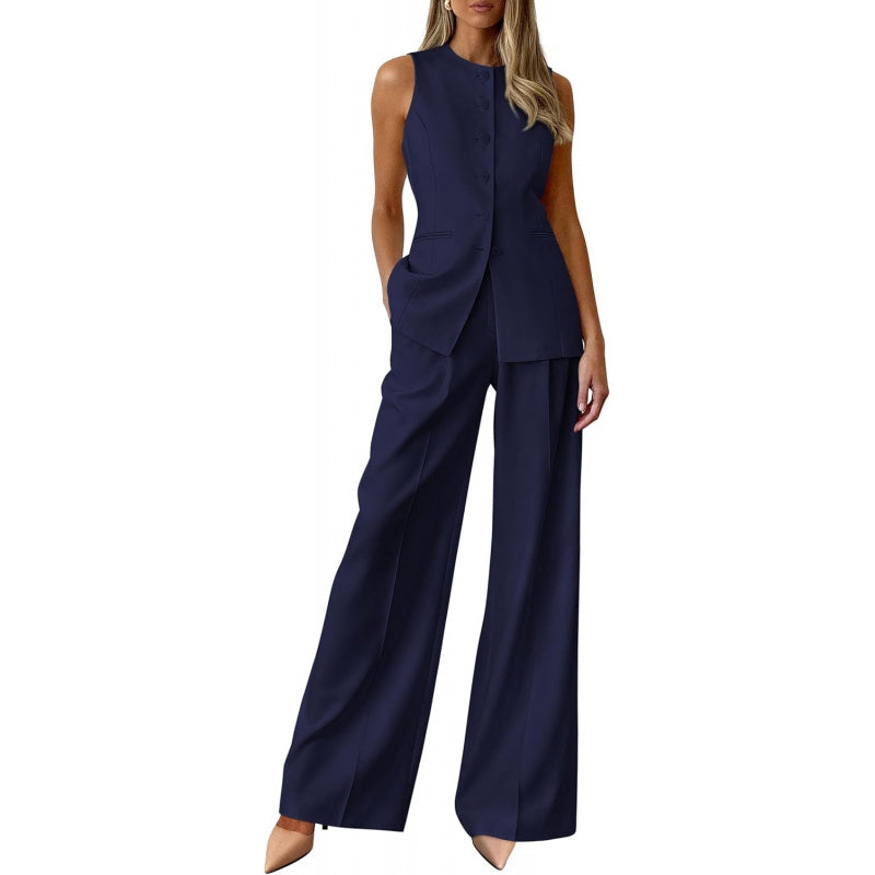 PRETTYGARDEN Women's 2 Piece Sets Summer 2026 Work Clothes Sleeveless Blazer Vest Pants Suits Spring Business Casual Outfits