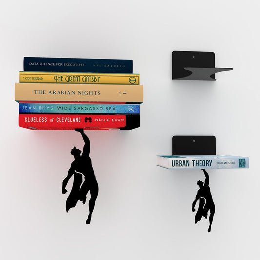Artori Design Floating Bookshelf for Kids - Superhero Wall Decor and Room Decor - Invisible Metal Book Shelf for Book Lovers, Unique Gift Idea