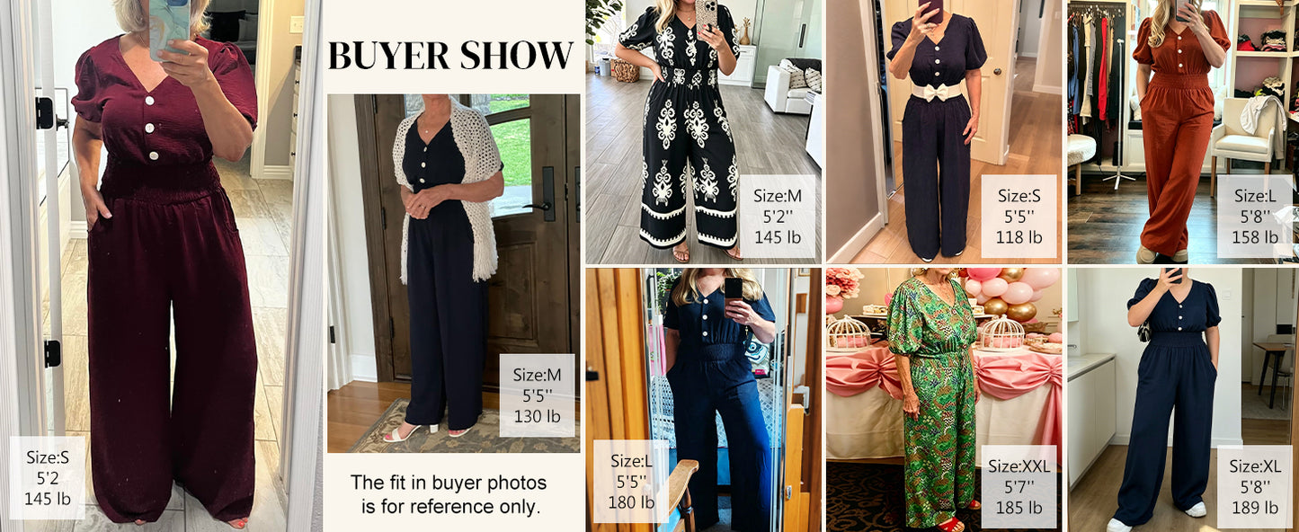 LOOKBOHO Womens Jumpsuits Short Sleeve V Neck Dressy Casual Wide Leg Pants Romper 2026 Summer One Piece Outfits