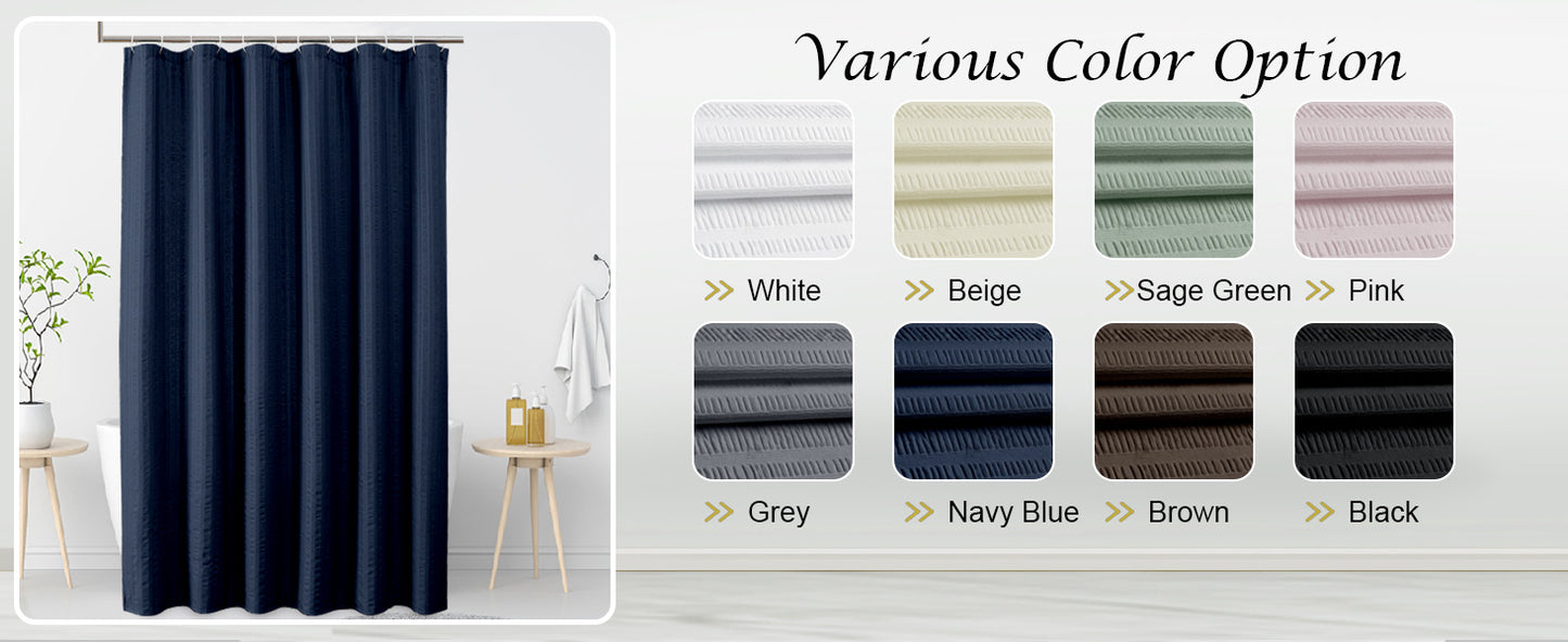 Moga Navy Blue Fabric Shower Curtains for Bathroom - Blue Hotel Spa Polyester Cloth Bath Curtain with 12 Holes, 72x72, Machine Washable, Navy Blue